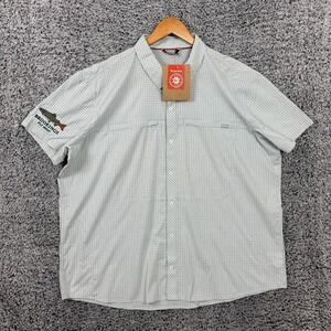 Simms Shirt Mens 3XL Blue Plaid Stone Cold Short Sleeve Fishing UPF 50+ NWT